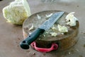 Prepared vegetable on the trencher.