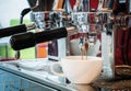 Prepares espresso in coffee shop Royalty Free Stock Photo