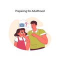 Preparing for Adulthood concept. Flat vector illustration