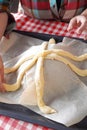 Preparing baking basket from dough Royalty Free Stock Photo