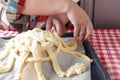 Preparing baking basket from dough Royalty Free Stock Photo