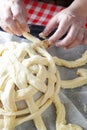 Preparing baking basket from dough Royalty Free Stock Photo