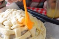 Preparing baking basket from dough Royalty Free Stock Photo