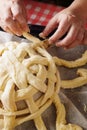 Preparing baking basket from dough Royalty Free Stock Photo