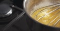 Preparing bechamel sauce boiling butter