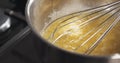 Preparing bechamel sauce boiling butter