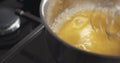 Preparing bechamel sauce boiling butter