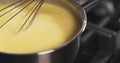 Preparing bechamel sauce milk mix Royalty Free Stock Photo