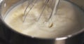 Preparing bechamel sauce milk pour