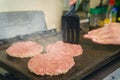 Preparing beef for grilled hamburger, BBQ beef Royalty Free Stock Photo