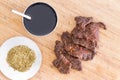Preparing beef jerky for drying Royalty Free Stock Photo