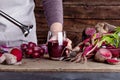 Preparing a beetroots juice Royalty Free Stock Photo