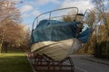 Preparing boats for winter. Storage of boats and yachts. Royalty Free Stock Photo