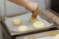 Preparing burger buns, making burgers