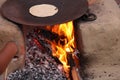 Preparing Chapathi bread in a village, Uttar Pradesh, India Royalty Free Stock Photo