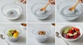 Preparing Chia Seed Pudding: A Step-by-Step Guide with Fresh Fruit and Nuts Royalty Free Stock Photo