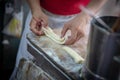 Preparing a Chinese Donut