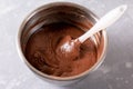 Preparing chocolate dough for pie Royalty Free Stock Photo