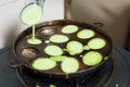 Preparing or cooking KUIH CARA MANIS, a malay traditional cuisine in malaysia Royalty Free Stock Photo