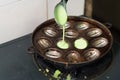 Preparing or cooking KUIH CARA MANIS, a malay traditional cuisine in malaysia Royalty Free Stock Photo