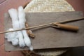 Preparing cotton for hand woven Royalty Free Stock Photo