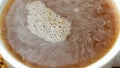 Preparing decaf instant coffee, close-up