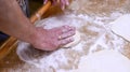 Preparing dough for pie on a sofra Royalty Free Stock Photo