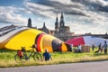 Preparing for the flight of balloons on a summer day, the city of Dresden