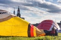 Preparing for the flight of balloons on a summer day, the city of Dresden