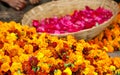 Preparing flowers garlands