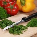 Preparing food: Chopping parsley