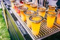 Preparing fresh ice tea at street food festival at food trucks Royalty Free Stock Photo