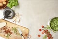 Preparing fresh ingredients for cooking in gastro kitchen Royalty Free Stock Photo