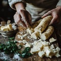 Preparing Fresh Ingredients for Cooking in a Rustic Kitchen Setting Royalty Free Stock Photo