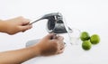 Preparing fresh lemon juice squeezed Royalty Free Stock Photo