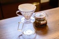 Preparing fresh pour over coffee with hario v60 dripper Royalty Free Stock Photo