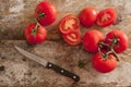 Preparing fresh tomatoes for a salad or cooking