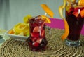 Very cold sangria to combat the sweltering summer heat