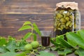 Preparing green walnut liqueur Royalty Free Stock Photo