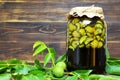 Preparing green walnut liqueur Royalty Free Stock Photo