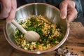 Preparing a gribiche sauce