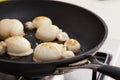 Preparing grilled cuttlefish in a pan