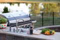 Preparing a healthy meal in an outdoor kitchen