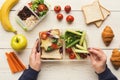 Preapring healthy snacks on white rustic wood