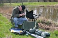 Preparing for his fishing Royalty Free Stock Photo