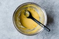 Preparing Hollandaise Sauce in Pot / French Cooking Recipe Royalty Free Stock Photo