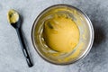 Preparing Hollandaise Sauce in Pot / French Cooking Recipe Royalty Free Stock Photo