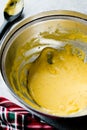 Preparing Hollandaise Sauce in Pot / French Cooking Recipe Royalty Free Stock Photo