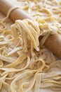 Preparing homemade egg tagliatelle