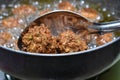 preparing homemade INDIAN CHINESE fried DRY MANCHURIAN BALLS Royalty Free Stock Photo